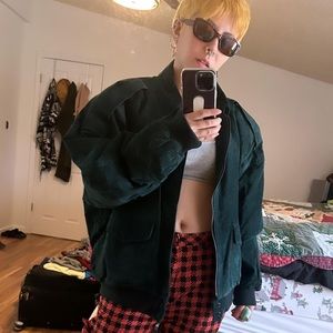 DEEP FOREST GREEN LEATHER JACKET